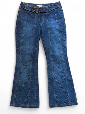 Jordache Dark Blue Flare Jeans with Belted Waist